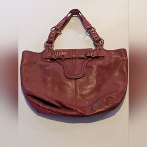 Kate Landry Leather Shoulder Hand Bag Purse Red/Maroon Brass Hardware HEAVY
